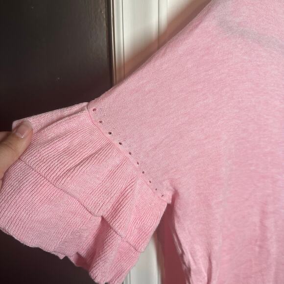 Lilly Pulitzer Women's Pink Kresta Coolmax Ruffle Bell Sleeve Sweater Size Small - Picture 2 of 6
